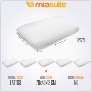 6 CUSCINI SAPONETTA LAVABILE 100% LATTICE H 12 CM ANTICERVICALE FODERA IN COTONE - Foto 1 di 1