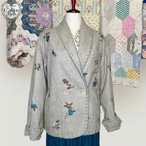 Vintage 90s TOGETHER hand stitched pocket wool shawl collar blanket coat Size M - Picture 1 of 11