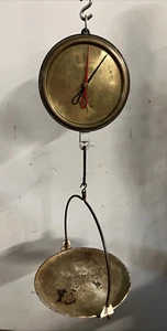 ANTIQUE 19th CENTURY CHATILLON MILK SCALE w/ HANGING TRAY BRASS FACE 20LB. - Picture 1 of 19