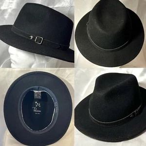 Vintage Panizza Sportsman Fedora Trilby Mütze Größe 7 1/8 mittelschwarze Wolle - Bild 1 von 10