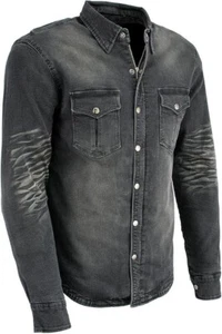 Milwaukee Leather Men's Black Armored Denim Biker Shirt w/Aramid Fibers MPM1620 - Bild 1 von 6