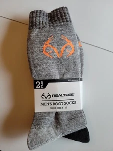 Realtree Men's Boot Socks/RealTree Antlers Black/LT Gray Shoe Size 6-12/2 pair - Picture 1 of 1