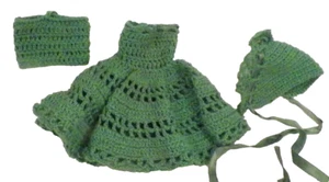 Barbie Emerald Green Dress Purse Bandana Hand Crochet Vintage No Doll - Picture 1 of 8