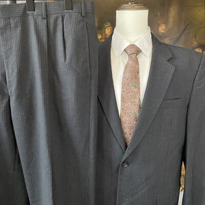 Jos A Bank 46L 38 x 32 2 Piece Gray Pinstriped 100% Wool Hopsack 2 Button Suit - Picture 1 of 10