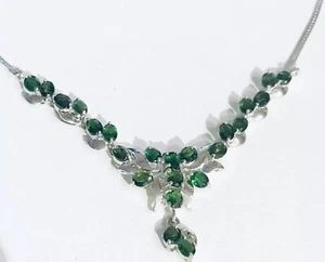 Collar de plata de ley 925 4x3 con diopsido de cromo verde sin calefacción - Imagen 1 de 5