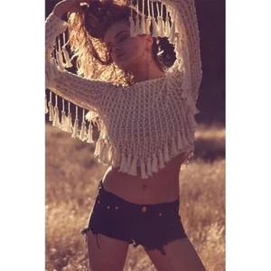 New Anna Kosturova RISING PHOENIX SWEATER JACKET $298 Small  Ivory CROCHET - Picture 1 of 7