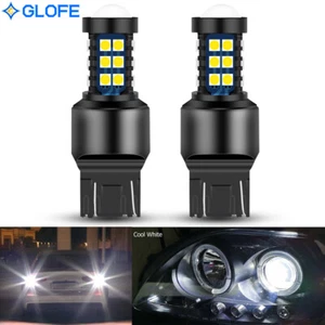 GLOFE 2X T20 7443 W21W LED Bulbs 6000K White Bright SMD Daytime Running Lights - Picture 1 of 11