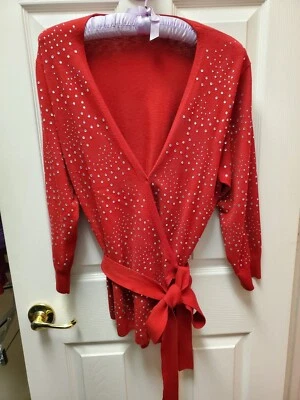 Suéter envolvente de ballet rojo brillante Boston Proper para mujer talla Grande Foto 1 de 4