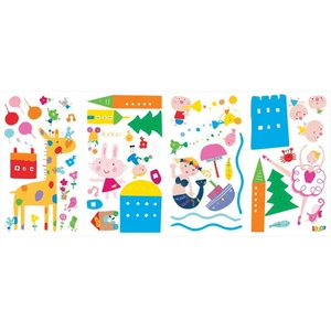 LAZOO wall stickers 53 colorful decal for girls mermaid rabbit giraffe ballerina - Picture 1 of 2