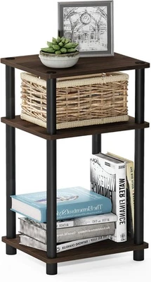 Just 3-Tier Turn-N-Tube End Table Side Table Night Stand with Plastic Poles - Image 1 of 4