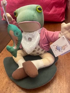 Vintage Eden Jeremy Fisher Frog Stuffed Plush on Lilly Pad Music Box w Tag WORKS - Picture 1 of 6