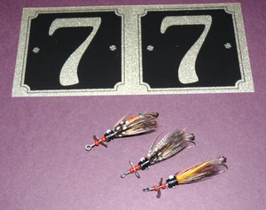 2 vintage abu Sweden Fly lures orange silver with black dot finish - Picture 1 of 2