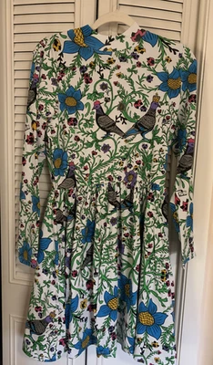 Casual white with all over pigeon print mini dress by Roberto Lugo/ Walmart -Lg - Image 1 of 4