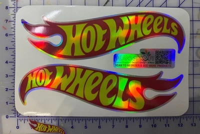 2 Hot wheels Holographic 1 right & 1 left  12"l x 5"h ea. decal stickers - Image 1 of 2