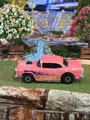 Hot Wheels Blackwalls 1955 Chevy Bel Air 1:64 Car USED VG Cond Pink Diecast - Image 1 of 4