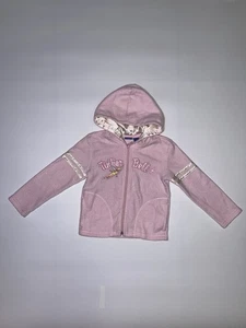 Disney Fleece Zipper Tinker Bell Embroidered Girls Sz 5 Pink Hoodie - Picture 1 of 7