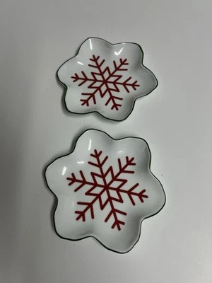 Crate & Barrel Snowflake Dessert  Appetizer Plates Set of 2 - Image 1 of 4