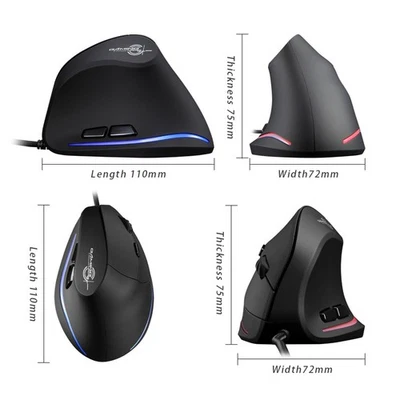 T-20 Portable Wired Vertical Ergonomic Optical Rechargeable 3200 DPI Mouse ZOXB - Image 1 of 4