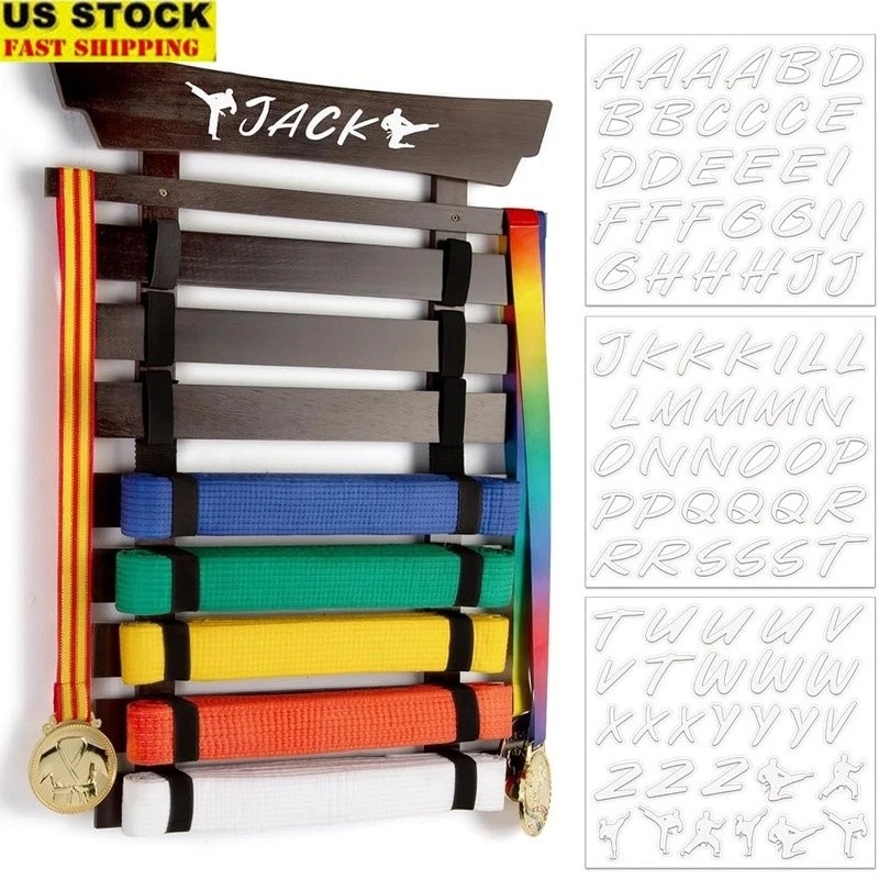 Karate Taekwondo Martial Arts Belt Display Rack Holds 8 Belts W/ Stickers New - Image 1 of 4