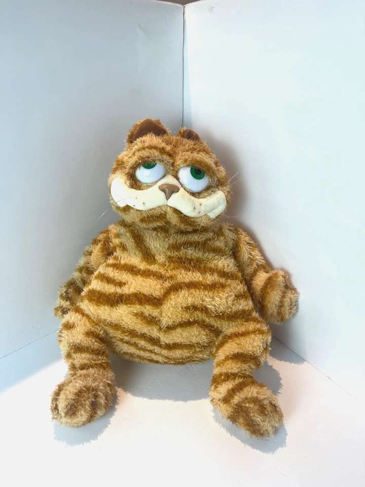 Brinquedo de pelúcia laranja gordo animal de pelúcia amarelo realista gato malhado gatinho brinquedo 16" - Imagem 1 de 4