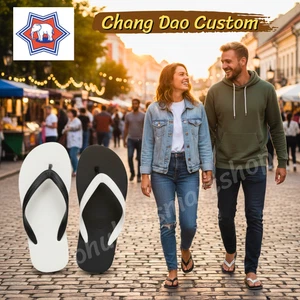 Auténticas Chanclas Changdao Negro-Blanco Correa Mixta Unisex Caucho Natural 100% - Imagen 1 de 12