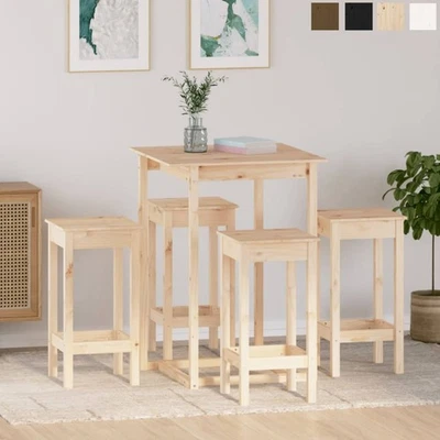 5-tlg. Bar-Set Hochtisch Esstisch Bartisch mit Stühle Set Küchentheke Mit Hocker - Bild 1 von 4