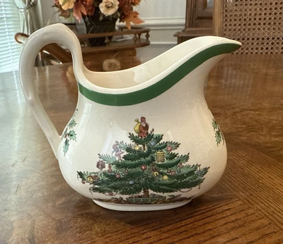 Spode Christmas Tree Creamer with Green Trim England Holiday - Image 1 of 4