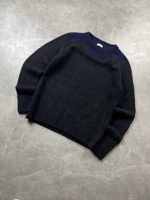 Dries Van Noten Alpaca Wool Knit Sweater NWT RRP 995$ Black Navy Blue Size L/XL - Imagem 1 de 4