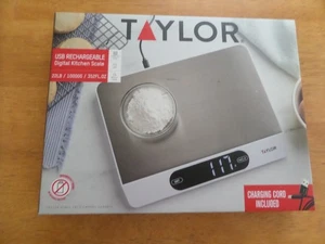 Taylor 22 LB USB Rechargeable Kitchen Scale Stainless Steel- NIB - Picture 1 of 4