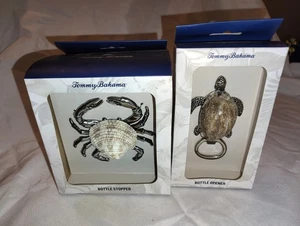 New Tommy Bahama Sea Turtle Sea Shell Bottle Opener & Crab Bottle Stopper NIB - Picture 1 of 6