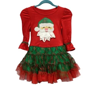 Nanette NWT Santa Appliquéd Tutu Dress Girls size 2T - Picture 1 of 10