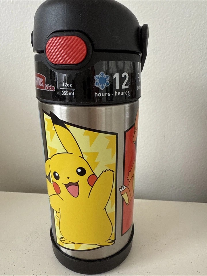 Thermos 12 oz Pokémon Stainless Steel Vacuum Insulated Kids Straw Bottle - Clean