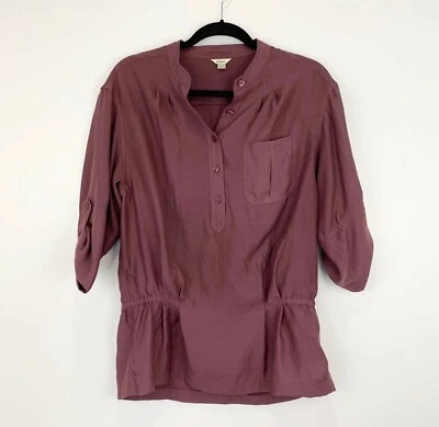 Fossil TALLA S 3/4 Manga Pin Puntos Elástico Lateral Botón Arriba Cuello y Manga Una Delantera P Foto 1 de 4