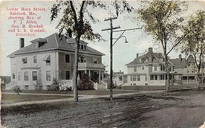Postal B86/Sanford Maine Me c1910 Lower Main Street Allen Goodall Homes - Imagen 1 de 1
