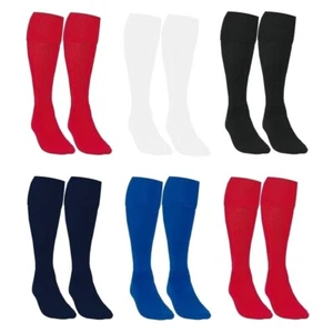 Children Boys Kids Plain Football Socks PE School Mens Sports Black Navy Red - Picture 1 of 6
