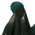 Muslim Women Chiffon Scarf + Inner Hijab Turban Hat Soft Caps Muslim Headwrap