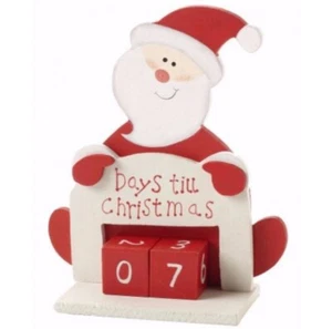 Days Until Christmas Wooden Santa Countdown 13cm - Afbeelding 1 van 1