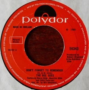 THE BEE GEES DON'T FORGET TO REMEMBER 7" POLYDOR (1969) EX- ENGLAND POP JUKEBOX - Picture 1 of 3