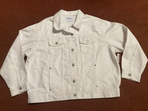 Old Navy Jean  Moto Jacket Women's Size XXL White Denim Classic Pockets NWT - Picture 1 of 6