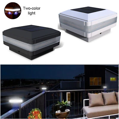 Schwarz/Weiß Pfostenkappen Licht Solar Zaunpfosten Landschaft Zaun Außen Lampe  - Bild 1 von 4