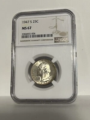 1947-S MS67 Washington Quarter NGC Mint State 67 ** - Image 1 of 2