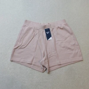 Reebok Waffle Shorts Womens Beige CL High Waisted Wde Sportswear Casual NWT - Picture 1 of 6