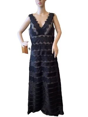 Vintage Y2k JS Collections Maxi Dress 12 Tiered Black Lace Mesh Whimsigoth - Image 1 of 4