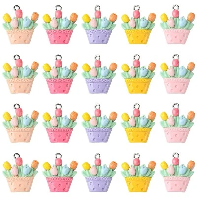 50 шт. непрозрачные полимерные подвески в виде тюльпанов подвески в виде цветов петли для изготовления ювелирных изделий на день матери - Изображение 1 из 4