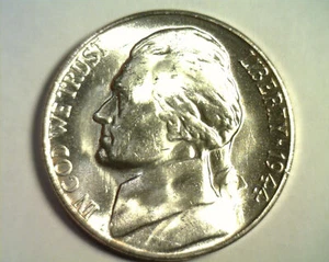 1944-S JEFFERSON NICKEL CHOICE / GEM UNCIRCULATED+ 5 STEPS CH. / GEM UNC.+ 5FS - Picture 1 of 3