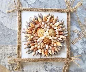 Conchiglie di mare fatte a mano artigianato artistico su tela - Foto 1 di 3