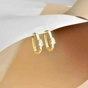 Women's Hoop Earrings 2.00Ct Pear Cut Lab-Created Diamond 14K Yellow Gold Plated - Picture 1 of 3