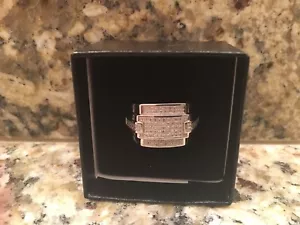 NEW - Mens 14K White Gold Over Solid Sterling Silver .30 CTW 60 Diamonds Ring - Picture 1 of 1