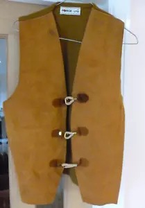 Original Vintage 1970s Forge Ltd Tan Suede Waistcoat Vest Size M - Picture 1 of 13