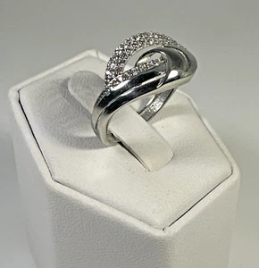 STUNNING .925 Vintage Sterling Silver Estate Ring Size 8.25 colorless stone - Picture 1 of 6